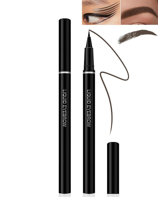 Liquid Eyebrow Pencil Eyeliner Pen-2Pcs Longlasting Waterproof Smudge-proof Multifunctional Quick Drying Eye Makeup Pen,Ultra-Fine Precision Water Brow Pen,Lift and Snatch Brow Tint Pen-02Dark Brown