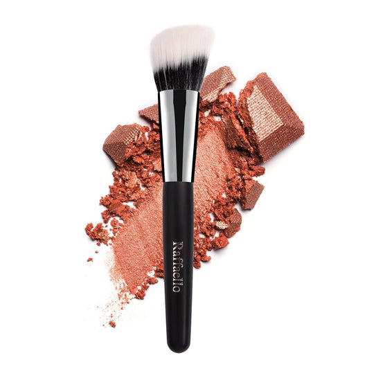 Raffaello Duo Fiber Angled Blush Brush, Vegan & Cruelty Free Makeup Brush, Dense Bristles for Creates Airbrushed Effect Makeup Application