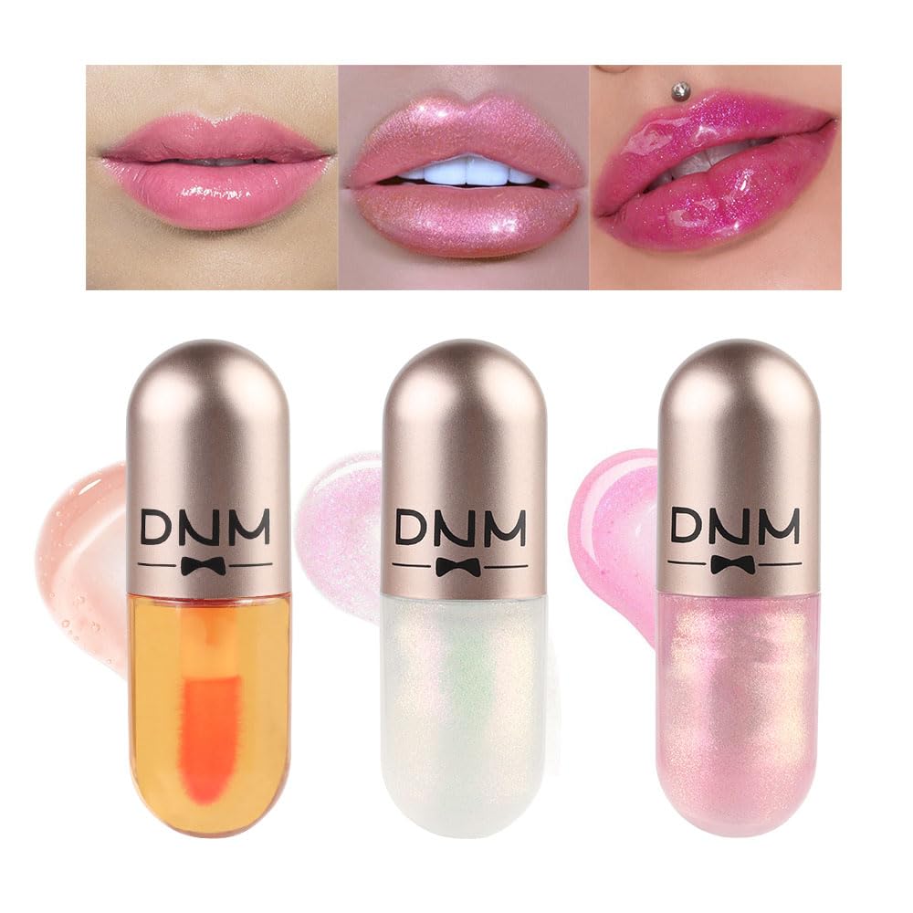 BINGBRUSH 3 Pcs Color Changing Lip Gloss Tinted, Pink Plumping Magic Mood Lipstick Lip Glaze, High-Shine Clear Lip Stain Lip Balm Lip Care, Longlasting Moisturizing Lip Glow Oil