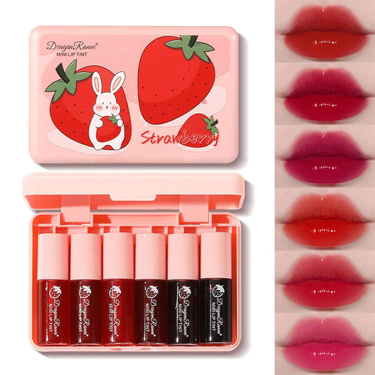 6 Colors Lip Tint Stain Set, Multi-Use Lip & Cheek Tint Korean Makeup Mini Liquid Lipstick, Lip Stain Long Lasting Waterproof Non-Stick Cup Moisturizing