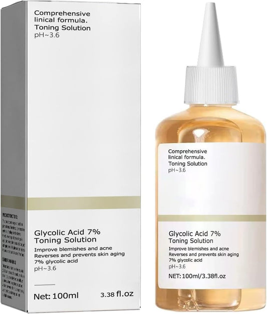 Glycolic Acid 7% Toning Resurfacing Solution, Exfoliate and Rejuvenate Your Skin Glycolic Acid 7% Toner for Face Glycolic Acid Serum Face 100ml/3.38fl.oz