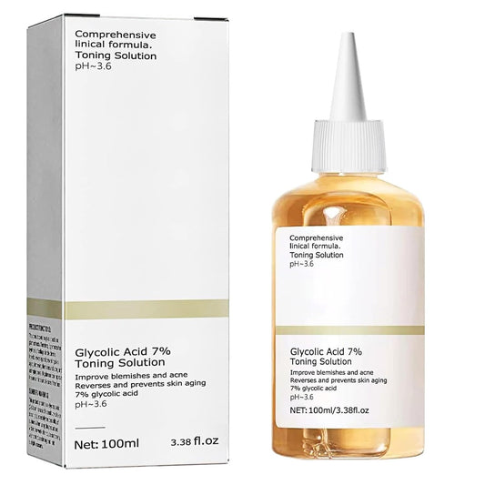 100ML Glycolic Acid Toning Solution - Glycolic Acid 7% Toner, Acido Glicolico, Solution for Blemishes and Acne (Pack of 1)