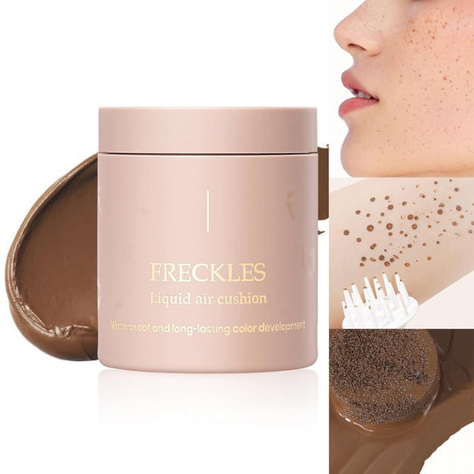 Magic Liquid Freckle Pen, Waterproof Long Lasting/Quick Dry Small Sopt Freckle Pen, Fake Freckles Air Cushion Stamp for Natural Sunkissed Makeup(02# Chocolate)