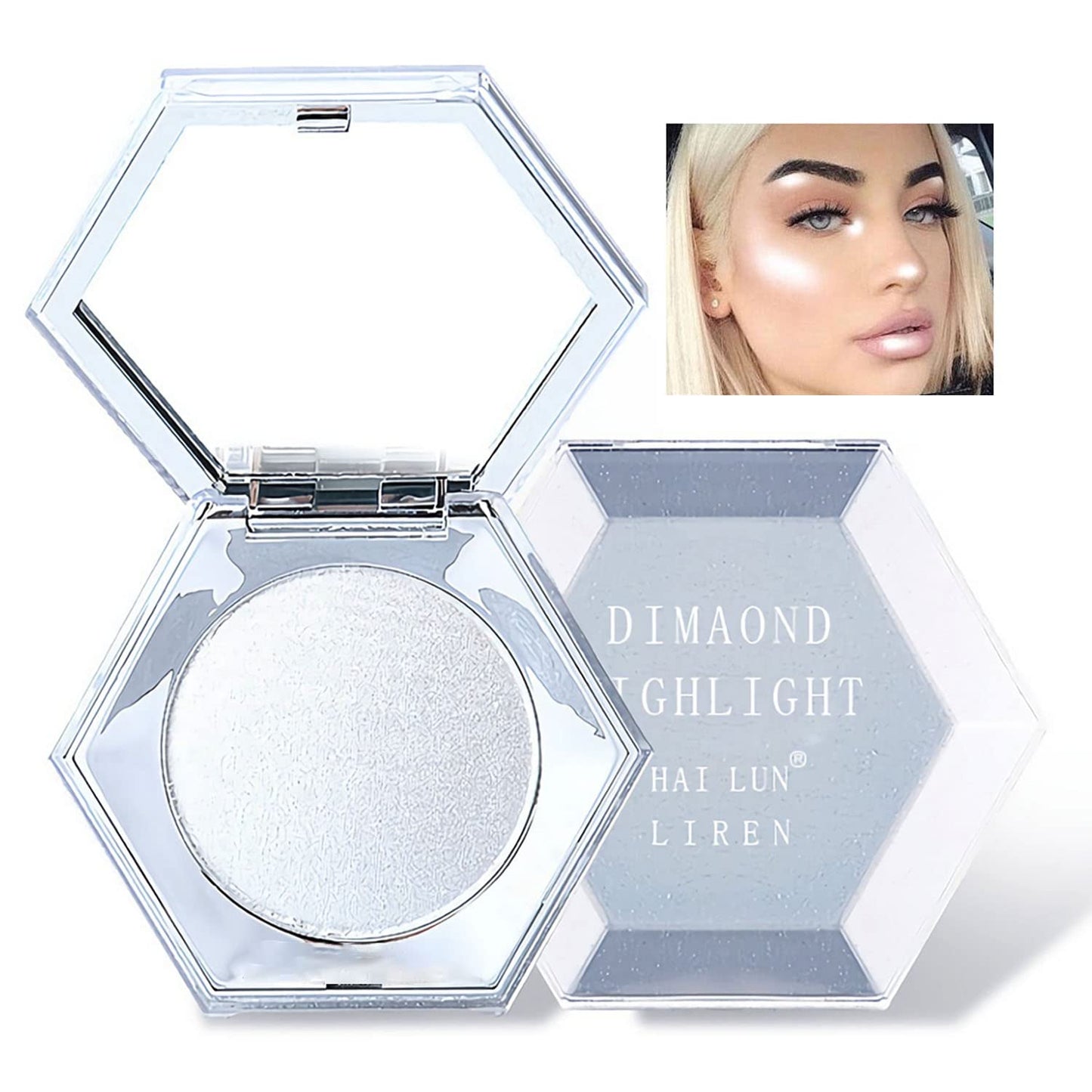 Shimmering Body Highlighter Makeup Palette Glitter Face Highlight Contouring Palette Smooth Glitter Powder Nose Eye Contour Palettes Glow Illuminator for Face & Body Women Cosmetics (Pearl White)