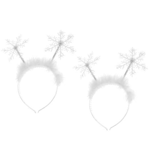 SOLUSTRE 2PCS Snowflake Headbands Glitter Hair Hoops Christmas Snowflake Hair Bands White Glitter Snowflake Hair Band Birthday Cosplay Costume Headdress for Women Girls
