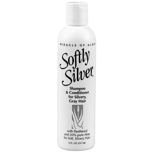 Miracle of Aloe’s Softly Silver Shampoo and Conditioner for Gray Hair, 2 in 1 Purple Restorative Hair Wash for Mature Hair, Adds Luster and Bounce, with Panthenol and 20% Pure UltraAloe