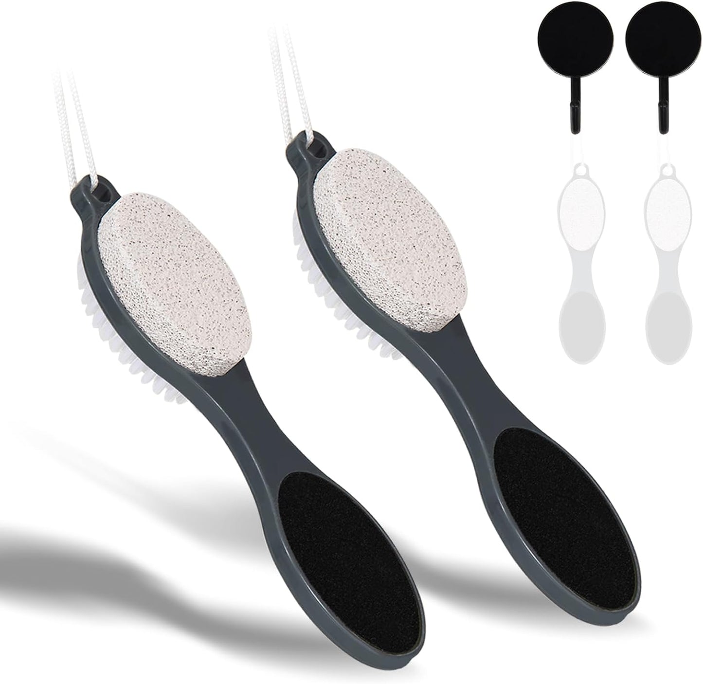 Foot File Callus Remover-2 Pcs 4 in 1 Foot Scrubber Dead Skin Remover for Feet,Pumice Stone, Foot Rasp and Sand Paper for Home Foot Care (Grey Pedicure Foot File)