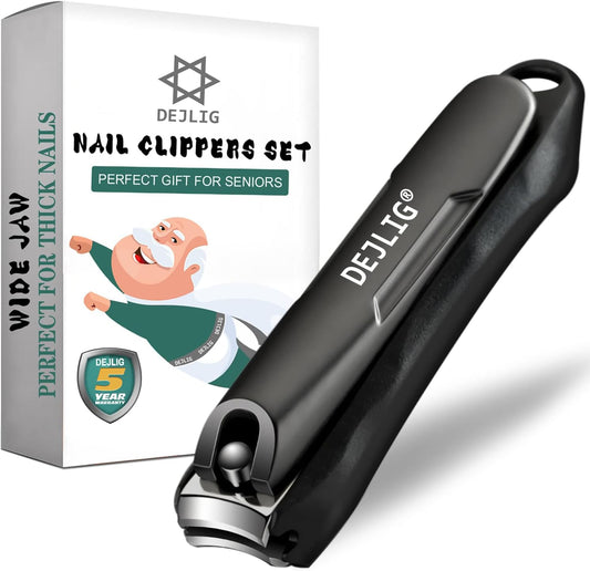Nail Clippers for Men with Catcher, DEJLIG Mess Free Toenail Clipper & Finger Nail Clippers Adult with Nail File & Leather Case - Ultra Sharp Stainless Steel Nail Cutter Trimmer for Seniors & Women