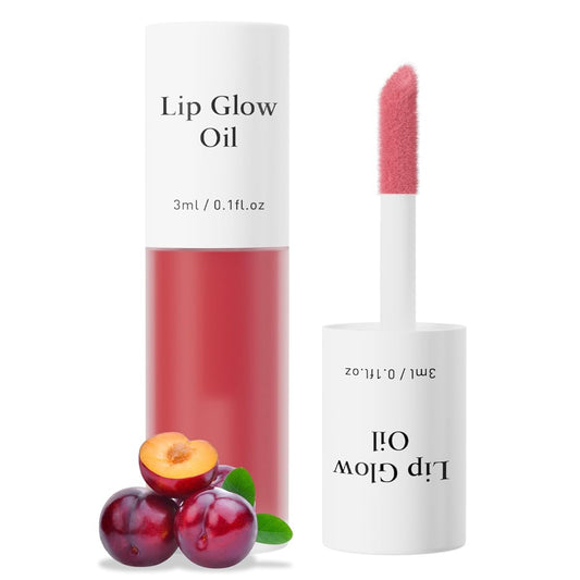 MXNSLWA Plumping Lip Oil, Long Lasting Hydrating Lip Stain Lip Balm Revitalizing, Transparent and Tinting Lip Care Oil for Dry Lip (Red Plum)