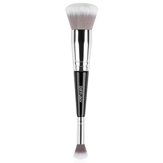 DIFFUNY Double Ended Makeup Brush, Kabuki Foundation Blush Bronzer Brush for Blending Liquid Flawless Powder Cosmetics Buffing Stippling