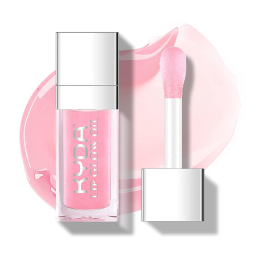 KYDA Hydrating Lip Glow Oil, Moisturizing Lip Oil Glossy Transparent Plumping Lip Gloss, Tinted Lip Oil for Lip Care and Dry Lips, by Ownest Beauty-Natural Pink