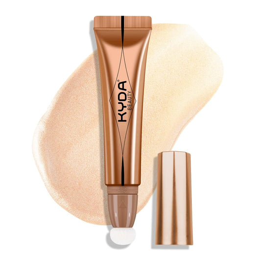 KYDA Highlighter Beauty Wand, Face Illuminator with Cushion Applicator, Natural Glossy Finish, Silky Smooth Cream, Face Highlighter Bronzer Makeup, Lightweight Blendable, by Ownest Beauty-Sun Glow