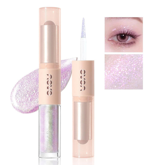 Jutqut Liquid Glitter Eyeshadow Eyeliner, Metallic Shimmer Glitter Eyeshadow Liner, Double Ended Eye Shadow Eyeliner, Waterproof Long Lasting Korean Shimmer Matte Eyeshadow Eye Makeup 4#