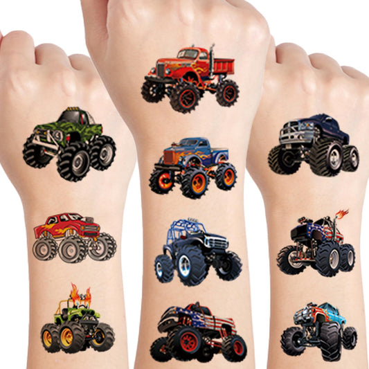 Monster Truck Temporary Tattoo for kids - 10 Sheets Cars Tattoos Temporary for Boys Monster Truck Birthday Party Supplies for Kids