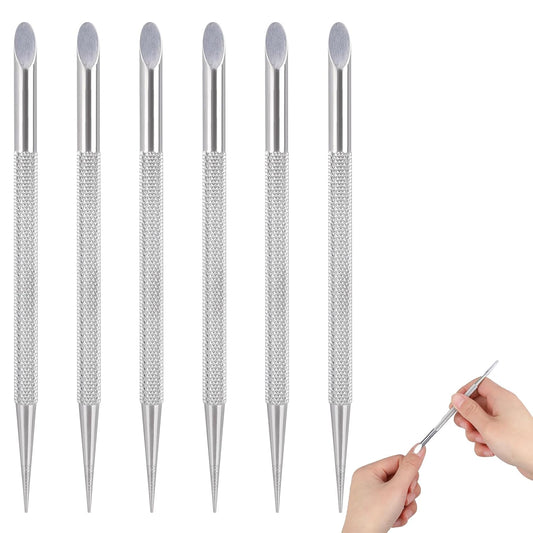 6Pcs Stainless Steel Cuticle Pusher, Cuticle Remover Nail Polisher Tools, Gel Fingernails Dead Skin Polish Peeler, Metal Cuticle Pusher, Pedicure Cleaner For Fingernail Toenail