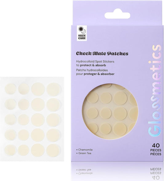 Glossmetics Check Mate Hydrocolloid Spot Stickers - Acne Dots Clear Pimple Patches for Face, Zit Patches for Acne Blemish Patch (40 Count) (Dots Clear Pimple Patches)