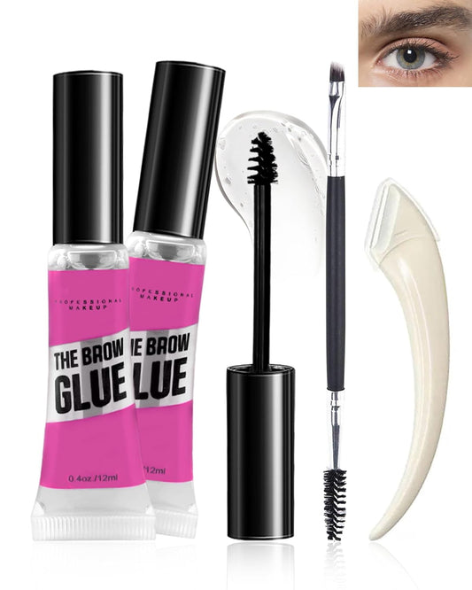 Waterproof Brow Gel Clear-2PCS Strong HoldÊEyebrow Gel,Eyebrow Mascara Long-Lasting Quick-Drying Transfer-Proof Brow Setting Gel, Brow Shaping Gel for Natural-Looking Brows, Women Girl Eye Makeup-00#