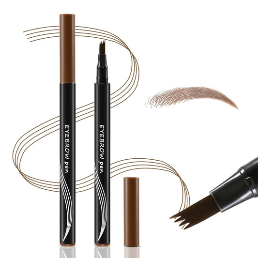 Boobeen Waterproof Eyebrow Pen-Micro Tip Eyebrow Pencil, Liquid Eyebrow Fork Tip Pen, Creates Natural 3D Eyebrow Hair, Long Lasting