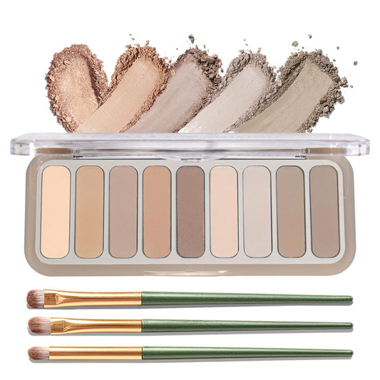 Berinist Eyeshadow Palette_Matte Naked Eyeshadow Pallet with Brush_Highly Pigmented Blendable Shades Neutral Nude Eye Shadow Makeup for Older Women_Naturing-Looking_Long-Wearing_Cold Cement_