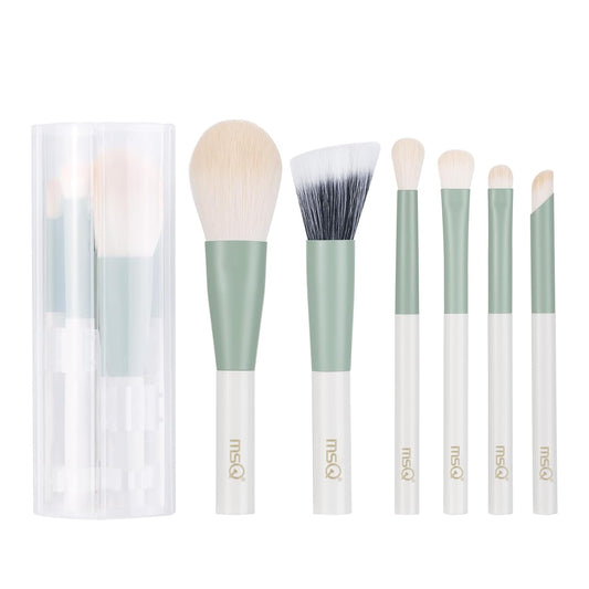 MSQ Make Up Brushes 6PCS Makeup Brush Set Premium Synthetic Powder Brush Blending Brush Eyeshadow Brushes Concealer Brush Stippling Brush with Case (Green)
