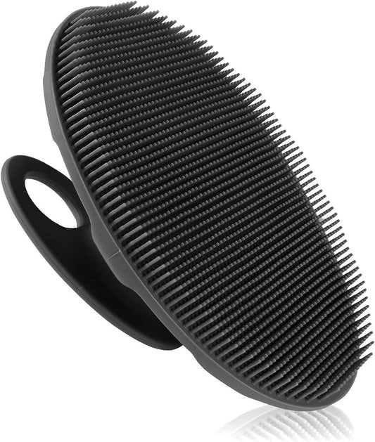 INNERNEED Soft Silicone Body Scrubber Handheld Shower Cleansing Brush, Gentle Exfoliating and Massage for All Kinds of Skin (Black)