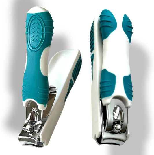 2 ALAZCO Nail Clippers with No Splash Storage Box Detachable Non-Slip Comfort Grip Stainless Steel Sharp Blades Trimmer Men Woman Kids Adults Arthritis Unsteady Hands Home Travel Gym Bag