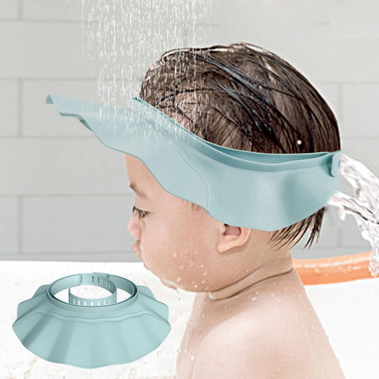Baby Shower Cap Hat Safe Shampoo Shower Bathing Protection Soft Adjustable Bath Head Cap Visor for Washing Hair Head Eye Ear Shampoo Caps for Toddler,Baby, Kids,Children,Baby Bath Fun (Light Blue)