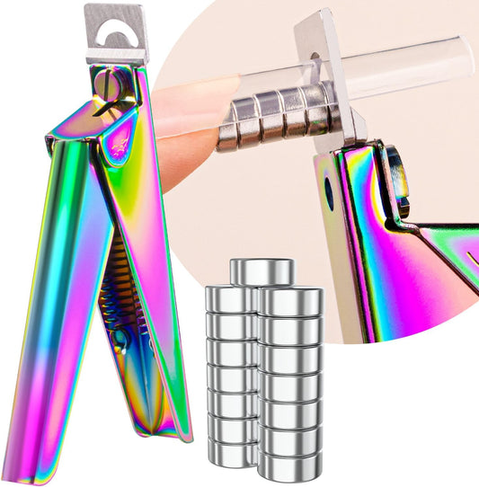 Chameleon Premium Nail Clippers with Magnet Sizers for Acrylic Nails, Professional Stainless Steel Fake False Nail Tip Clipper Cutter Trimmer, Manicure Tool for Salon Home Nail Art