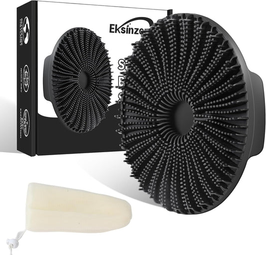 Silicone Body Scrubber, Exfoliating Body Scrubbers for Use in Shower, Premium Body Scrubber for Deep Cleaning and Sensitive Skin, Promote Blood Circulation, Durable and Easy to Clean (Black)