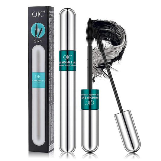 Waterproof Black Volume Length Mascara 2-in-1 Liquid Lash Extensions Mascara Curl Smudge-proof No Clumping Long-lasting