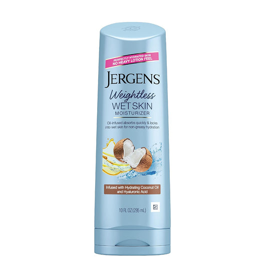 Jergens Wet Skin Body Lotion with Coconut Oil, In Shower Lotion for Dry Skin, Fast-Absorbing, Non-Sticky, Dermatologist Tested, 10 Ounce