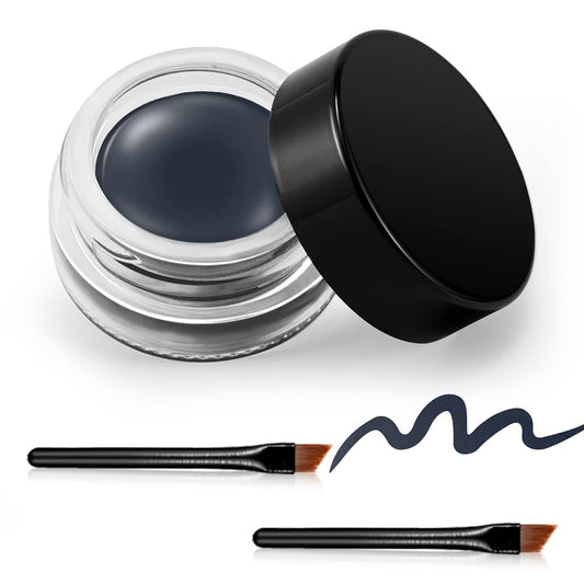 Erinde Waterproof Gel Eyeliner, Long Lasting Cream Eyeliner Gel, High-Intensity Pigments Smudge-Proof Eye Liner Makeup, Eyeshadow Primer Eyeliner with 2PCS Eyeliner Brushes 08# Dark Gray