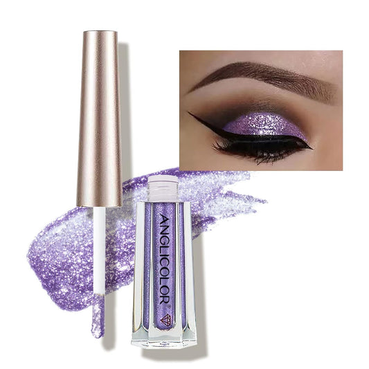 Junhe Glitter Metallic Liquid Eyeshadow Eye Shadow Long Lasting and Pigmented Sparkling &Shimmer Eyes Makeup One-Swipe Coverage 0.10 Floz (#11 Purple)