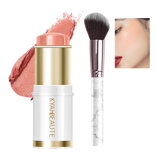 Ponhey Cream Blush Stick, Multi-Use Makeup Blush Stick Beauty Solid Moisturizer Stick Non-greasy and Waterproof Face Blushes Makeup Matte Long-Lasting Smooth Natural Nude Makeup for Eyes Lips Cheek