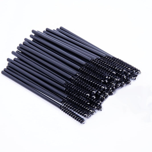 i-Laesh Skinny Mascara Wands - Eyebrow Brushes for Lash Extensions, Beauty Makeup Tool - 50 Pcs (Black)