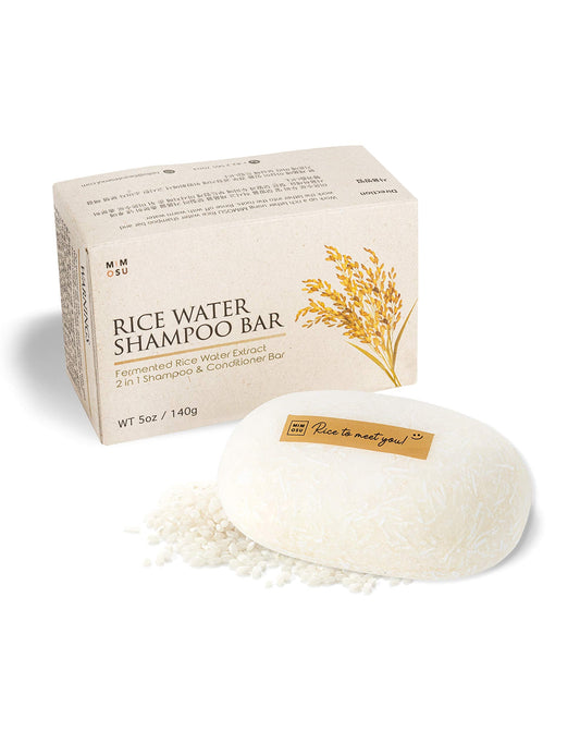 mimosu Rice Water Shampoo and Conditioner – 2 in 1 Fermented Rice Water for Hair Growth, Moisturizing, Unscented Vegan Solid Shampoo Bars for Hair soap, pH Balanced, 5oz