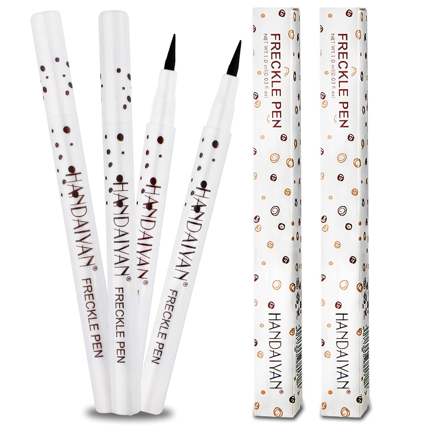 Witcrskm Freckle Pen 2 Colors, Natural Like Fake Freckles Waterproof Long Lasting Small Spot Freck Beauty Faux Freckle Makeup Kit For Face(Chestnut + Dark Brown)