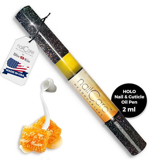 Cuticle Oil Pen for Nails - Nail Strengthener & Growth Treatment Serum for Damaged Nails, Hangnails w/Jojoba cuticle oilÑMilk & Honey Fragrance - Holographic Pen from Nail Care Headquarters