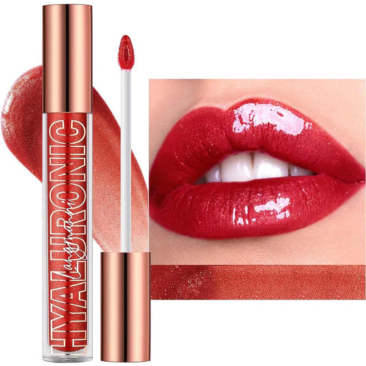 Maxzitank Cherry Red Lip Gloss Lip Plumper Gloss Tinted Glitter Lipgloss Lip Oil Teens Moisturizing High Shine And Vegan Plumping Lip Gloss For Women Girls Long-Lasting Dry Lip Care (06# Cherry Red)