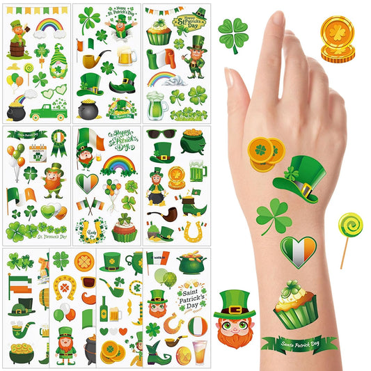 SEPGLITTER 40 Sheets St Patricks Day Temporary Tattoos,Shamrock Stickers for Cosplay Party Club Night, St Patricks Day Face Stickers for St Patrick's Day Party Favors Decoration St Patrick's Day Gifts