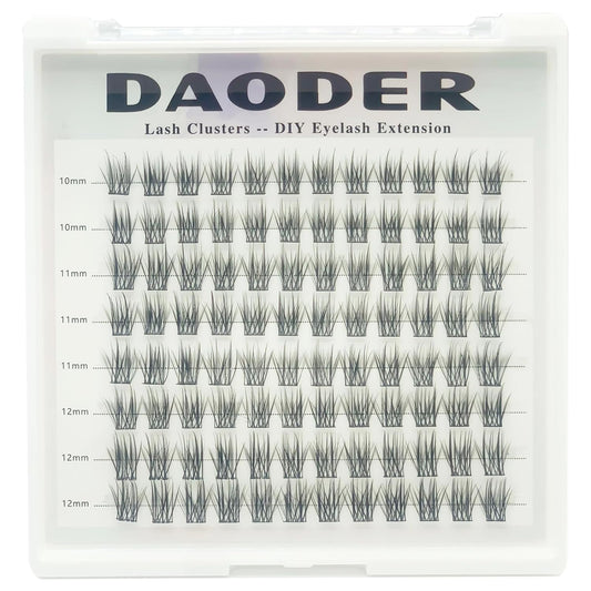 Lash Clusters DIY Eyelash Extensions Natural Look 96pcs Short Cluster Lashes C Curl 10-12MM Eyelashes Thin Band Wispy Individual Lashes By DAODER(Yushan-10-12mm-C Curl)