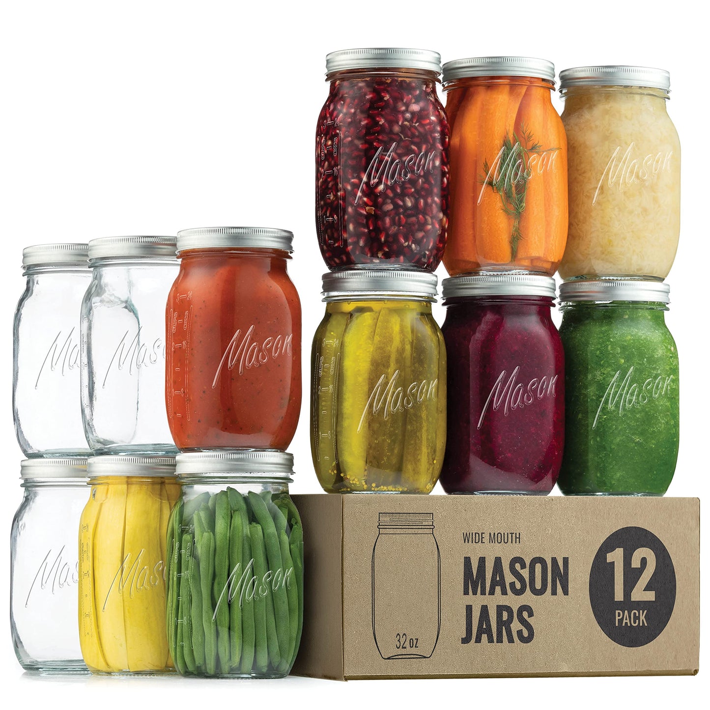 12 Jars for Pickling, Canning, Candles, Decor, Oats, Preserves, Jam