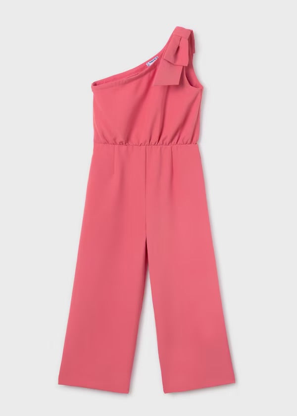 Asymmetrical Crepe Jumpsuit, Flamingo