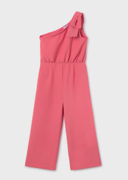 Asymmetrical Crepe Jumpsuit, Flamingo