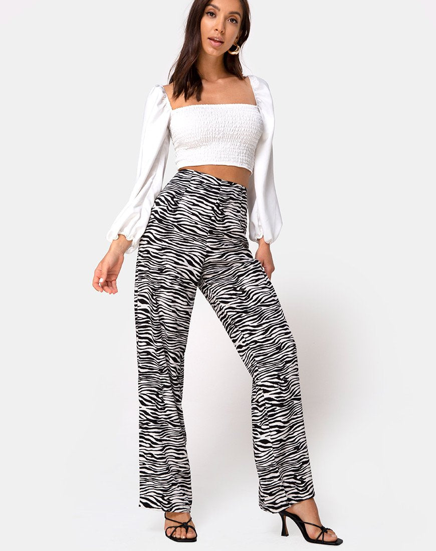 Aely Wide Leg Palazo in Classic Zebra