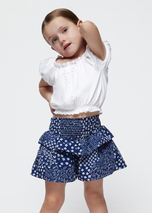 Flutter Short Set, White/Navy