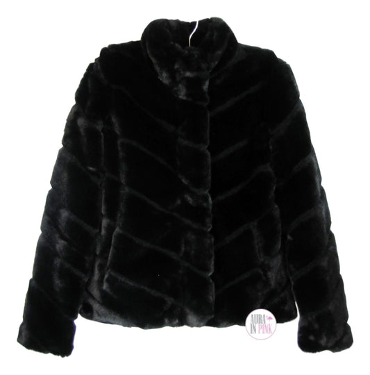 Ci Sono Kids by Cavalini Ultra Luxury Black Mink Faux Fur Plush Coat