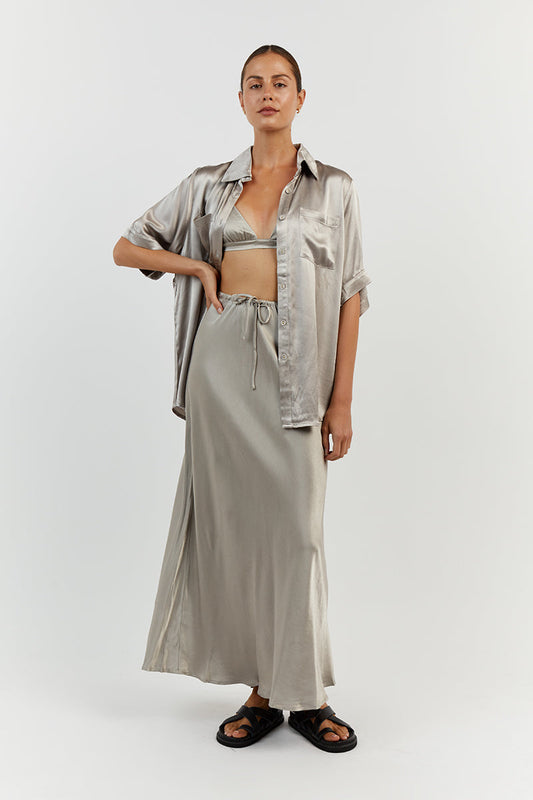 BOBBY PEWTER SATIN BRALETTE Clothing DISSH Boutiques 12 PEWTER