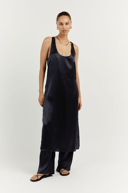 HARVEY INK SILK LONGLINE TUNIC TOP Clothing DISSH Boutiques 12 INK