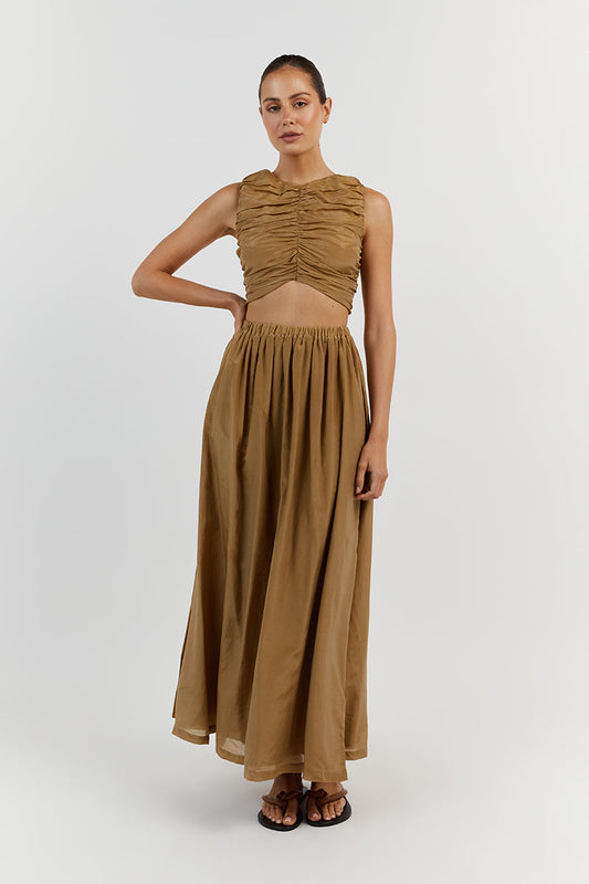 FRANKIE GOLD SLEEVELESS CROP TOP Clothing DISSH Boutiques 16 GOLD